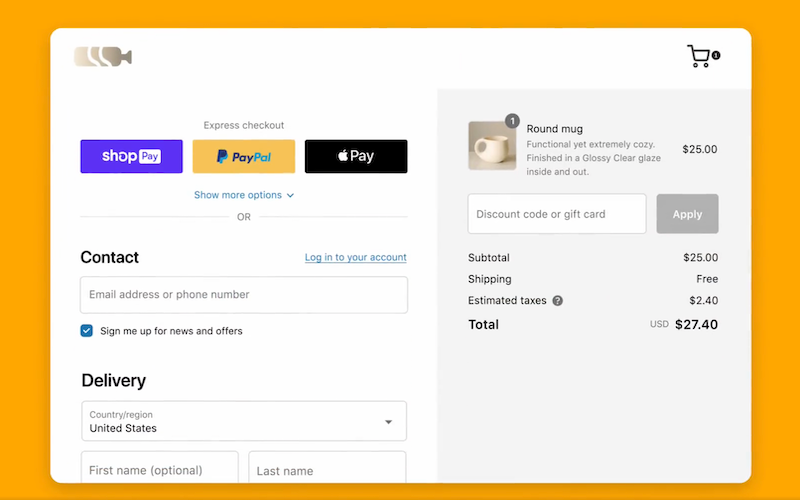 paiement en une page de Shopify